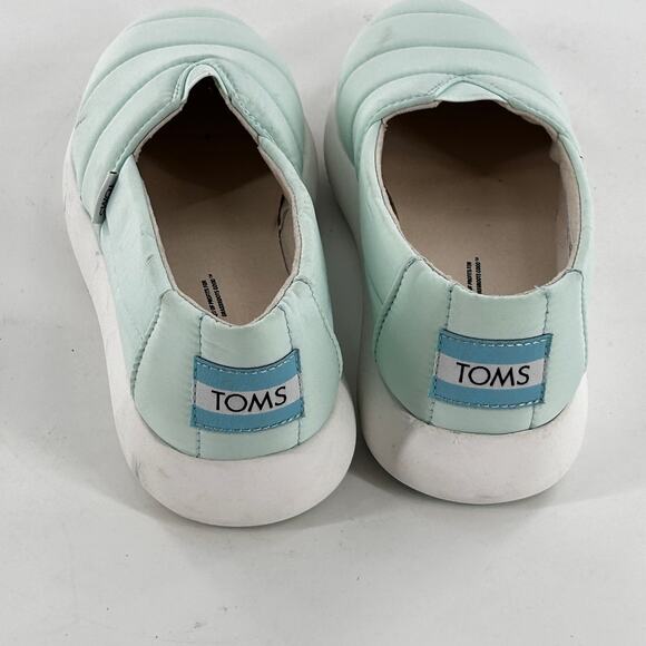 TOMS Alpargata Flats 8 Mallow Puff Quilted Mint Green Women's Comfort - Picture 2 of 7